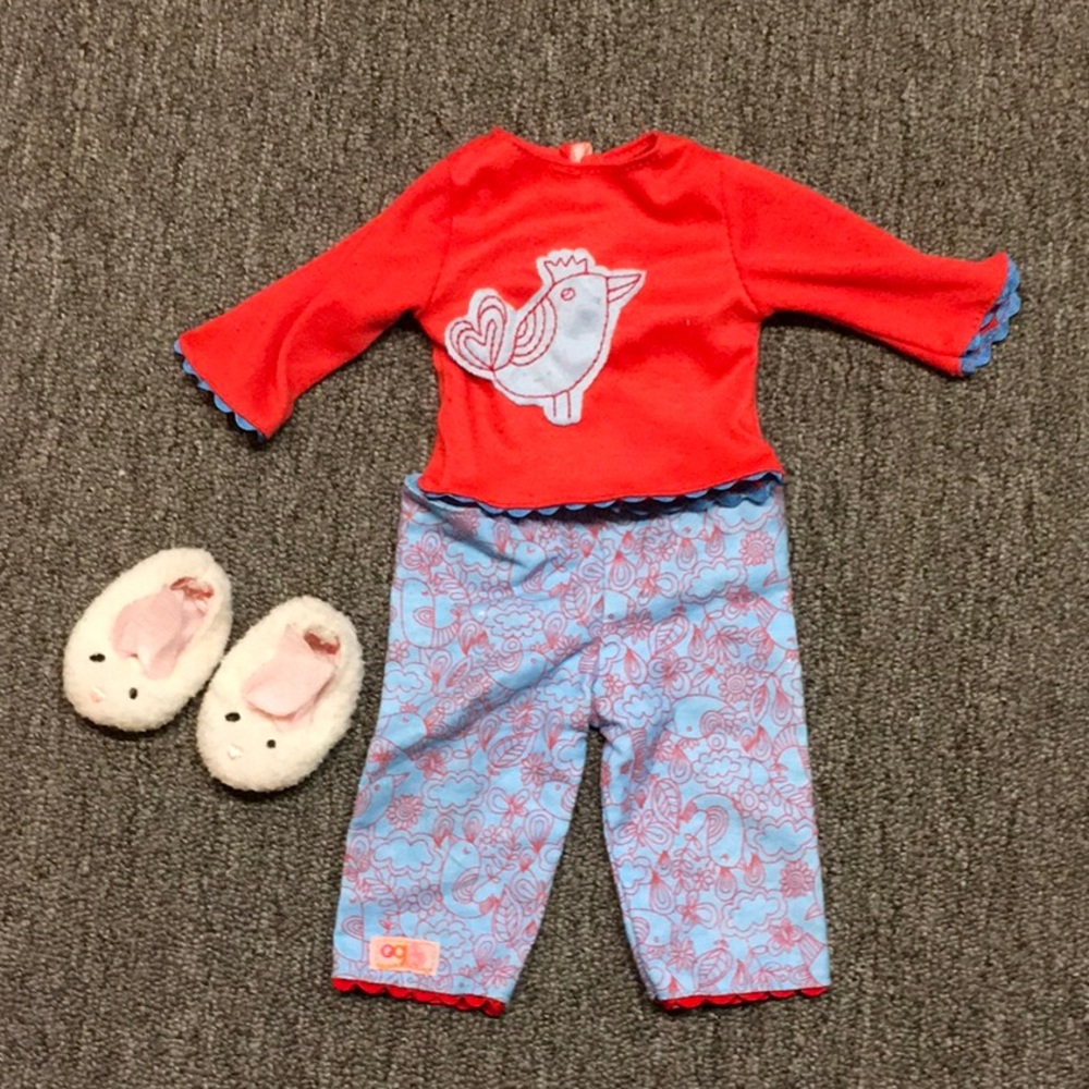 18inch doll two piece pjs with slippers